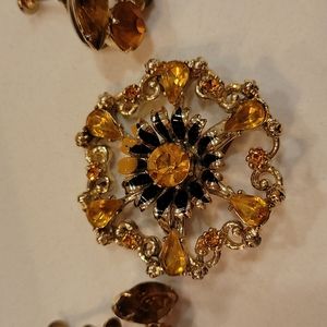 Vintage Costume Jewelry  Brooch & Earrings